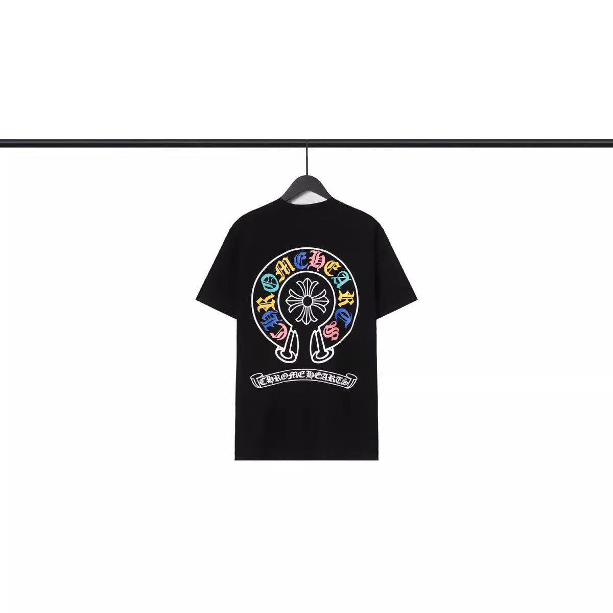 Chrome Heart T Shirts Croix Cross Color Leather Printed Short Sleeve T-Shirt