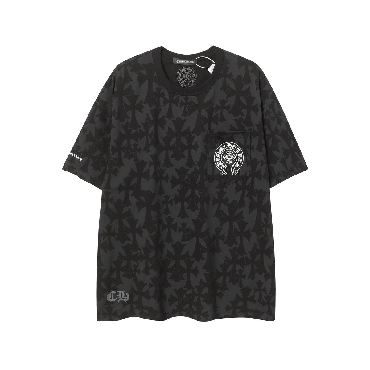 Chrome Heart T Shirts Sanskrit logo embroidery fashion versatile loose T-shirt